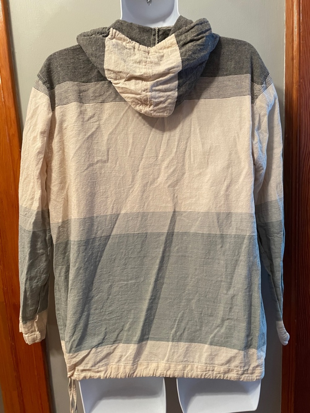 ARK IMPORTS Nepal Boho Cotton Hooded Kangaroo Wooden Button Hippie Coastal Top - Picture 6 of 12